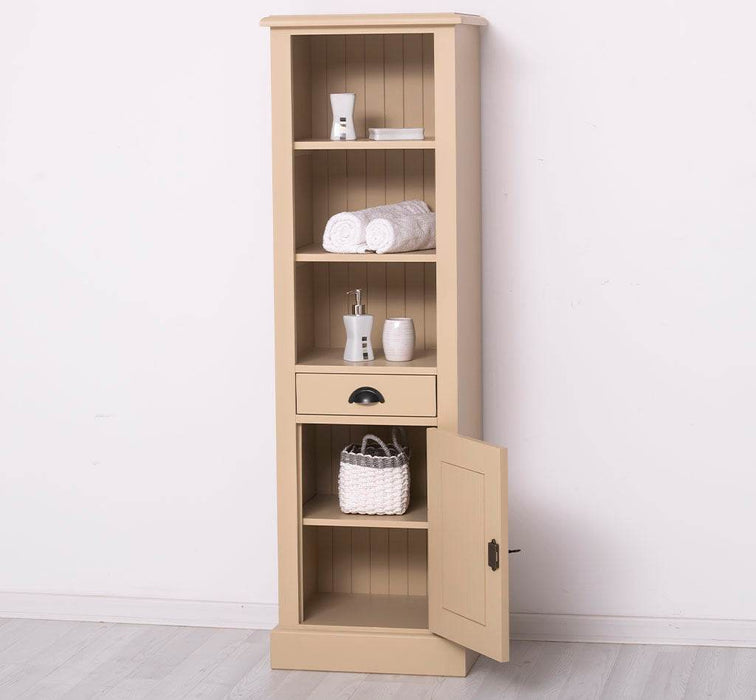 Offener Badezimmerschrank mit Schublade | Handtuchschrank aus Massivholz - Blau