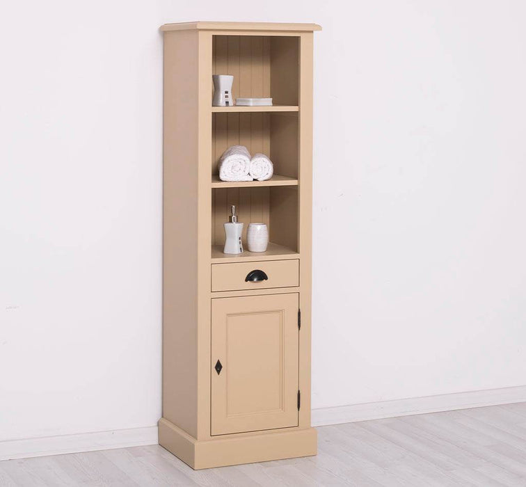 Offener Badezimmerschrank mit Schublade | Handtuchschrank aus Massivholz - Blau