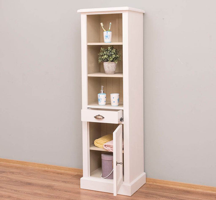 Offener Badezimmerschrank mit Schublade | Handtuchschrank aus Massivholz - Blau