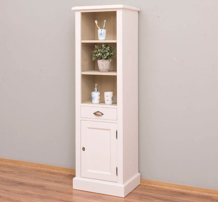 Offener Badezimmerschrank mit Schublade | Handtuchschrank aus Massivholz - Blau
