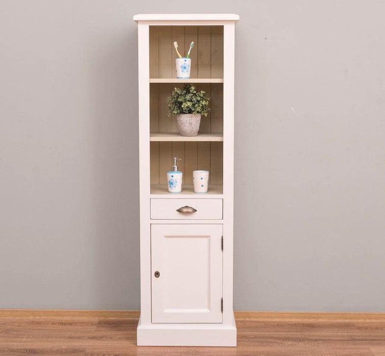 Offener Badezimmerschrank mit Schublade | Handtuchschrank aus Massivholz - Blau