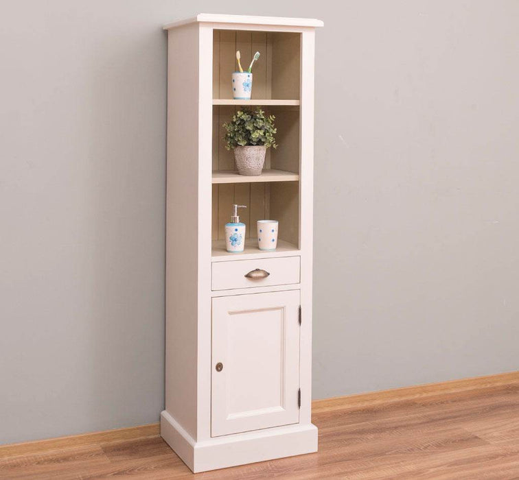 Offener Badezimmerschrank mit Schublade | Handtuchschrank aus Massivholz - Blau