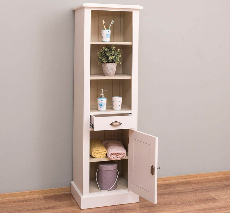 Offener Badezimmerschrank mit Schublade | Handtuchschrank aus Massivholz - Blau