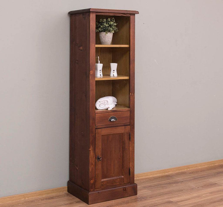 Offener Badezimmerschrank mit Schublade | Handtuchschrank aus Massivholz - Blau