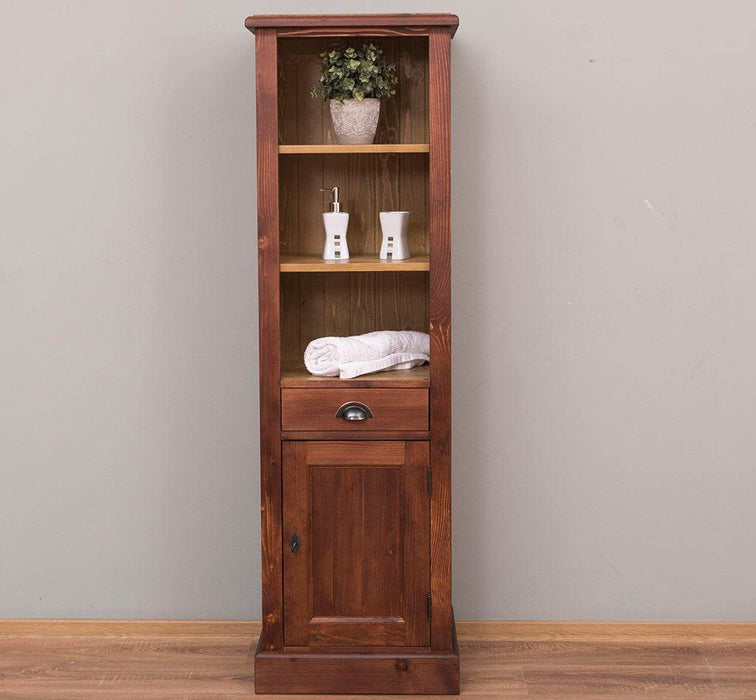 Offener Badezimmerschrank mit Schublade | Handtuchschrank aus Massivholz - Blau