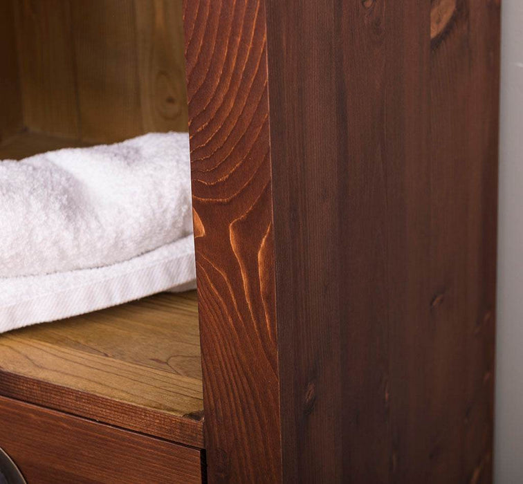 Offener Badezimmerschrank mit Schublade | Handtuchschrank aus Massivholz - Blau