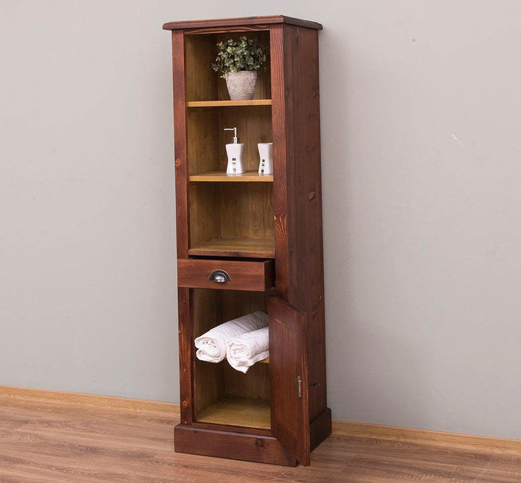 Offener Badezimmerschrank mit Schublade | Handtuchschrank aus Massivholz - Blau
