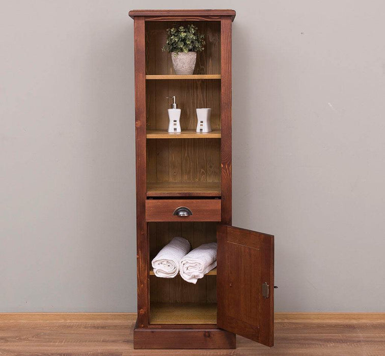 Offener Badezimmerschrank mit Schublade | Handtuchschrank aus Massivholz - Blau