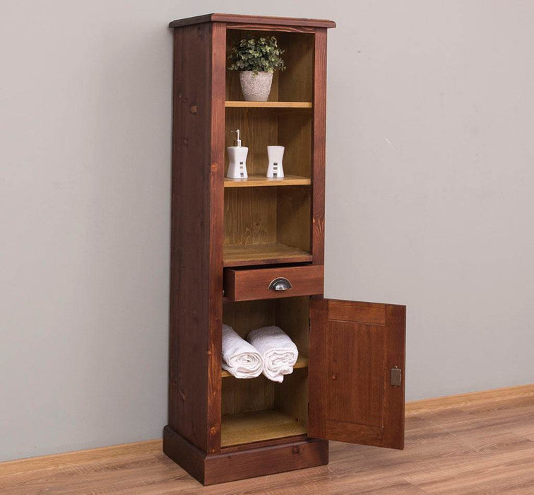 Offener Badezimmerschrank mit Schublade | Handtuchschrank aus Massivholz - Blau