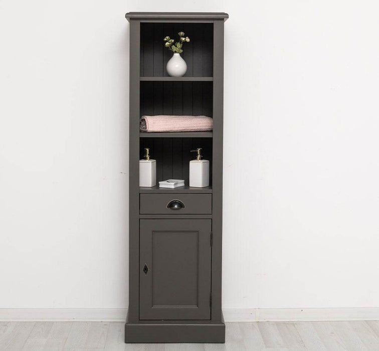 Offener Badezimmerschrank mit Schublade | Handtuchschrank aus Massivholz - Blau
