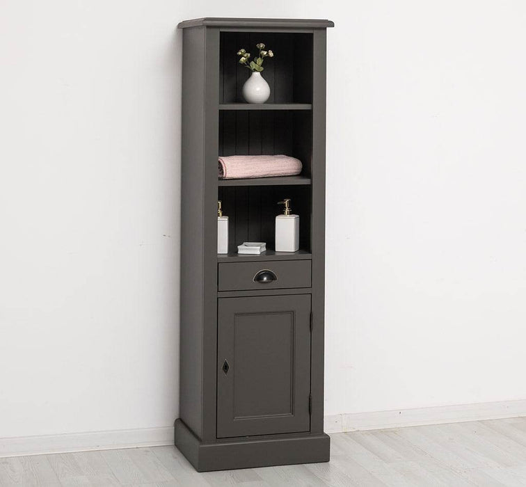 Offener Badezimmerschrank mit Schublade | Handtuchschrank aus Massivholz - Blau