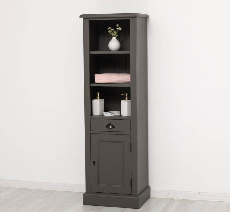 Offener Badezimmerschrank mit Schublade | Handtuchschrank aus Massivholz - Blau