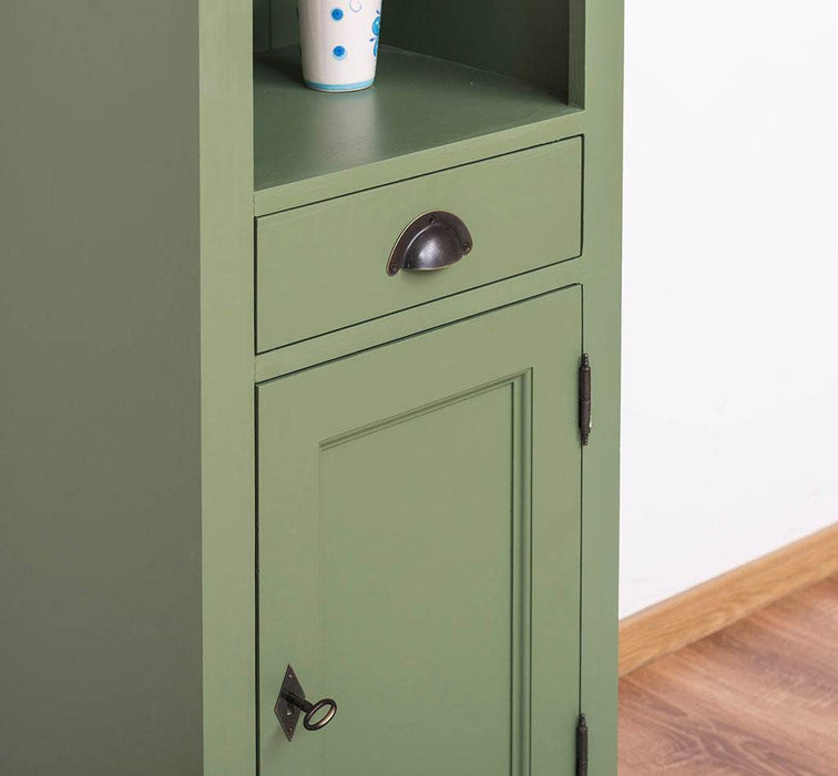 Offener Badezimmerschrank mit Schublade | Handtuchschrank aus Massivholz - Blau