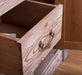 Rustikaler Waschbeckenunterschrank aus Massivholz mit Eichenplatte - Creme
