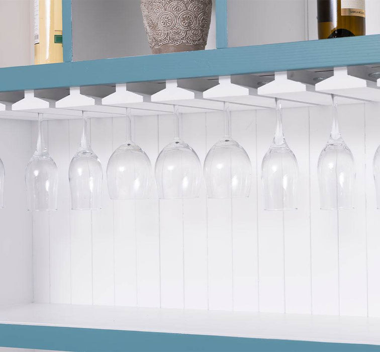 Rustikales Regal aus Massivholz mit Glashalterung | Buffetschrank in verschiedenen Farben - Weiß