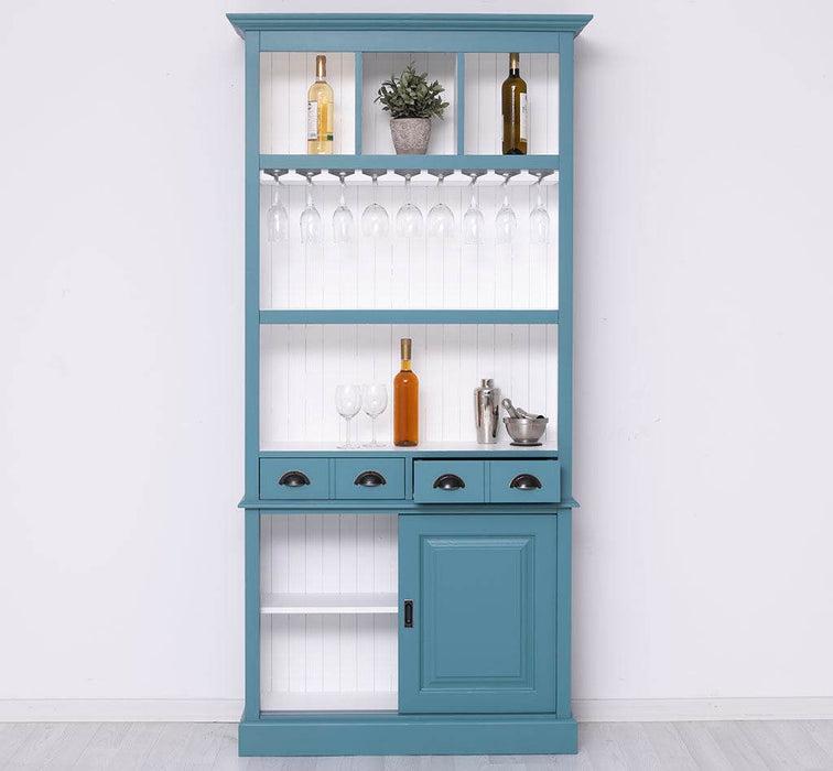 Rustikales Regal aus Massivholz mit Glashalterung | Buffetschrank in verschiedenen Farben - Weiß
