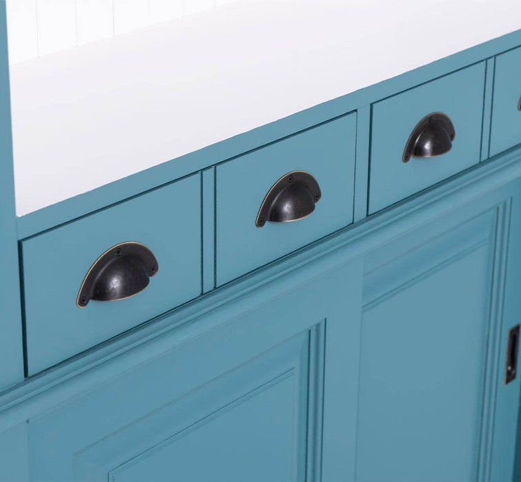 Rustikales Regal aus Massivholz mit Glashalterung | Buffetschrank in verschiedenen Farben - Weiß