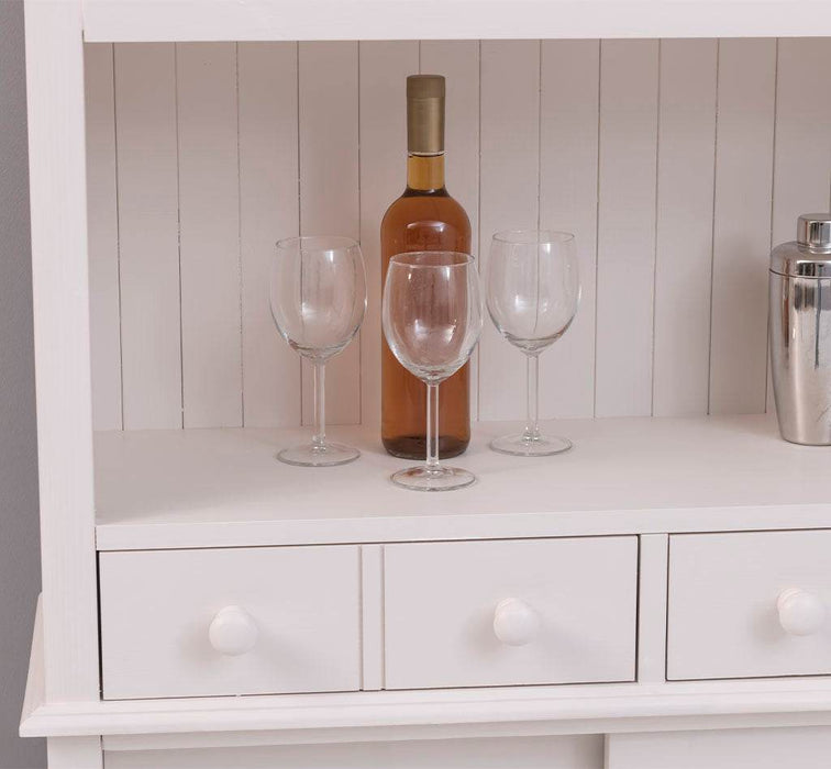Rustikales Regal aus Massivholz mit Glashalterung | Buffetschrank in verschiedenen Farben - Weiß