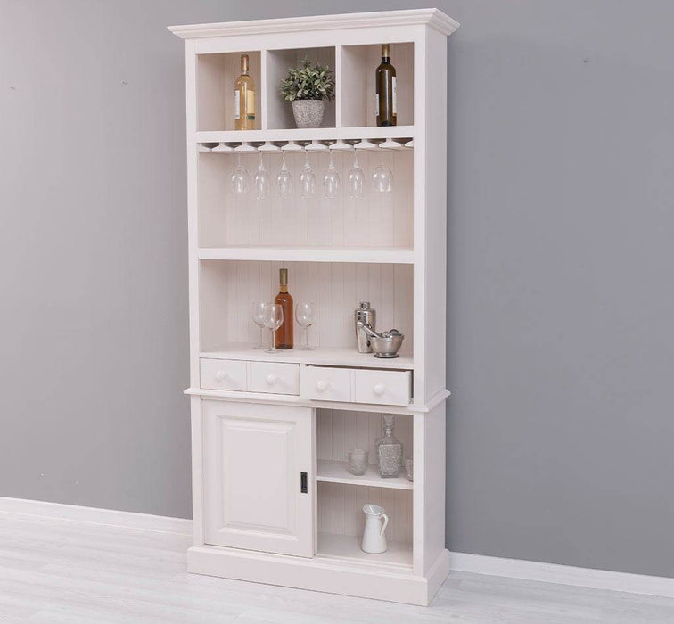 Rustikales Regal aus Massivholz mit Glashalterung | Buffetschrank in verschiedenen Farben - Weiß