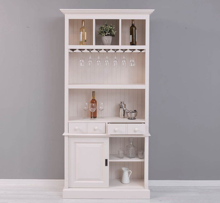 Rustikales Regal aus Massivholz mit Glashalterung | Buffetschrank in verschiedenen Farben - Weiß