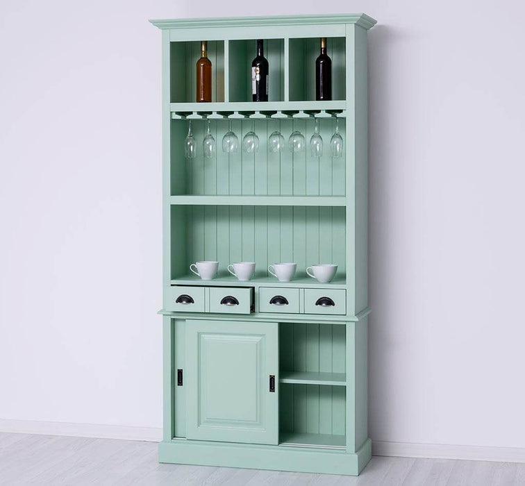 Rustikales Regal aus Massivholz mit Glashalterung | Buffetschrank in verschiedenen Farben - Weiß