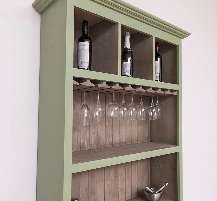 Rustikales Regal aus Massivholz mit Glashalterung | Buffetschrank in verschiedenen Farben - Weiß