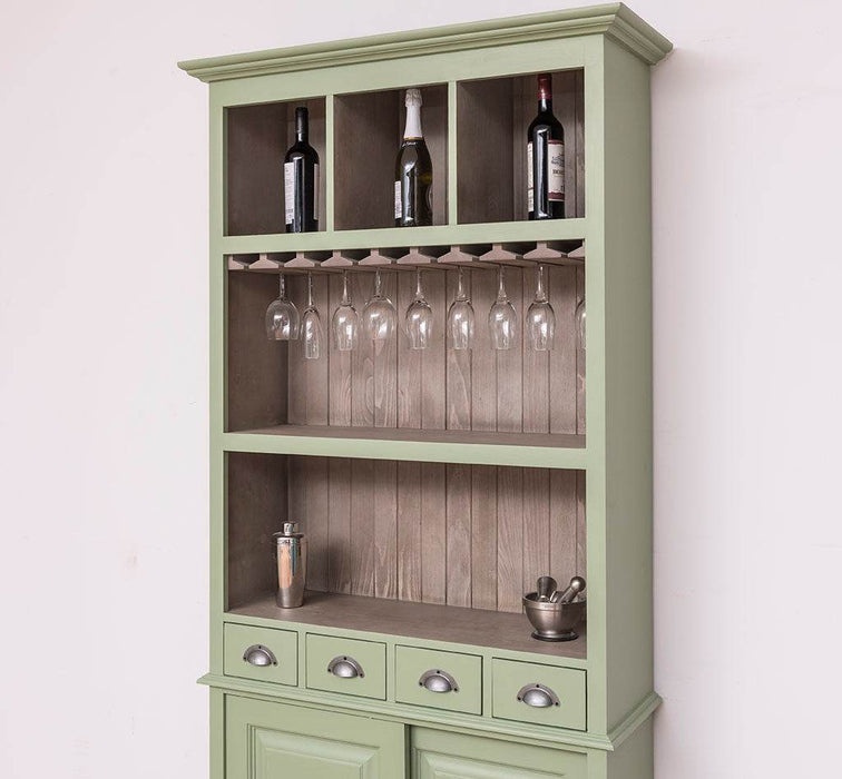 Rustikales Regal aus Massivholz mit Glashalterung | Buffetschrank in verschiedenen Farben - Weiß