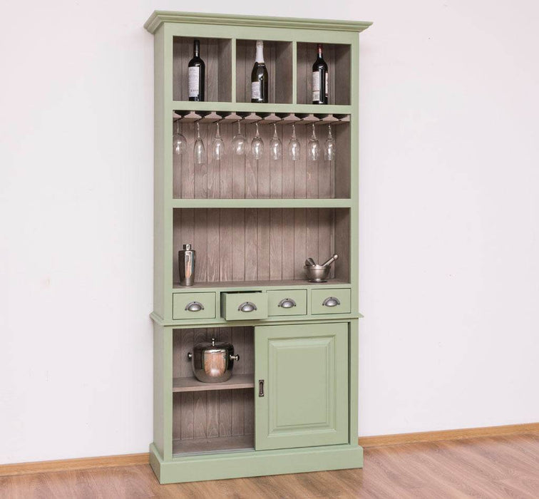 Rustikales Regal aus Massivholz mit Glashalterung | Buffetschrank in verschiedenen Farben - Weiß