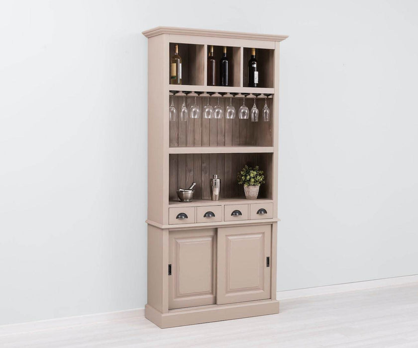 Rustikales Regal aus Massivholz mit Glashalterung | Buffetschrank in verschiedenen Farben - Weiß