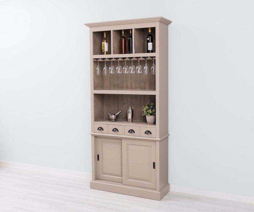Rustikales Regal aus Massivholz mit Glashalterung | Buffetschrank in verschiedenen Farben - Weiß