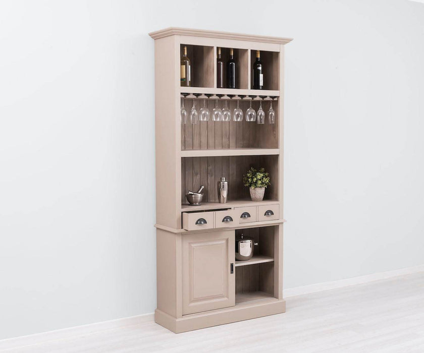 Rustikales Regal aus Massivholz mit Glashalterung | Buffetschrank in verschiedenen Farben - Weiß