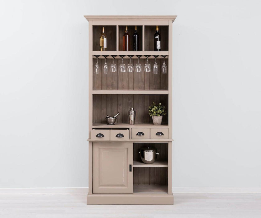 Rustikales Regal aus Massivholz mit Glashalterung | Buffetschrank in verschiedenen Farben - Weiß