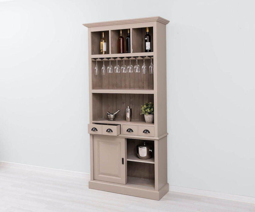 Rustikales Regal aus Massivholz mit Glashalterung | Buffetschrank in verschiedenen Farben - Weiß