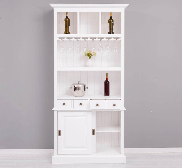 Rustikales Regal aus Massivholz mit Glashalterung | Buffetschrank in verschiedenen Farben - Weiß