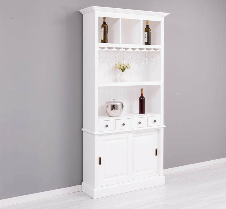 Rustikales Regal aus Massivholz mit Glashalterung | Buffetschrank in verschiedenen Farben - Weiß