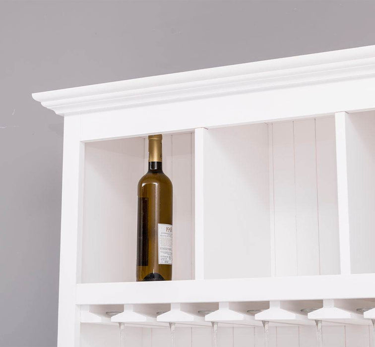 Rustikales Regal aus Massivholz mit Glashalterung | Buffetschrank in verschiedenen Farben - Weiß