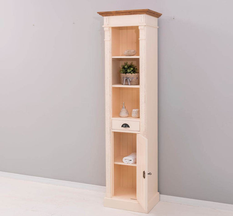 Schlanker Handtuchschrank aus Massivholz | Badezimmerschrank - Vintage Apricot