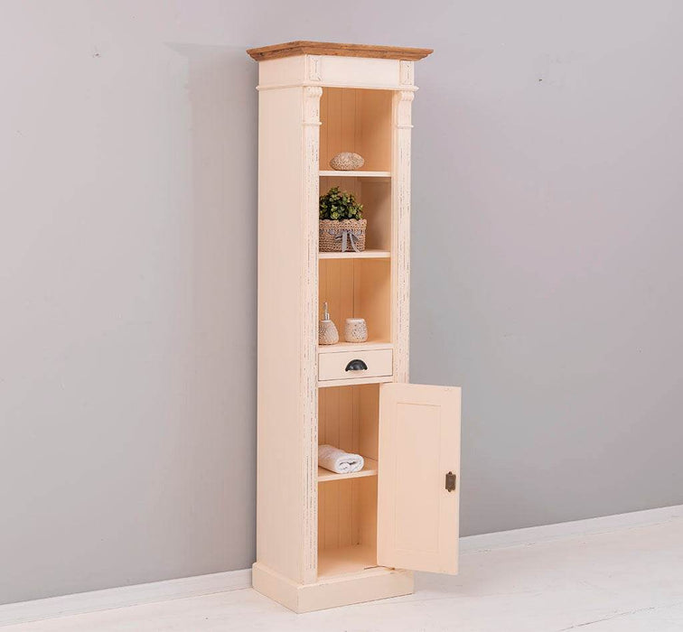 Schlanker Handtuchschrank aus Massivholz | Badezimmerschrank - Vintage Apricot
