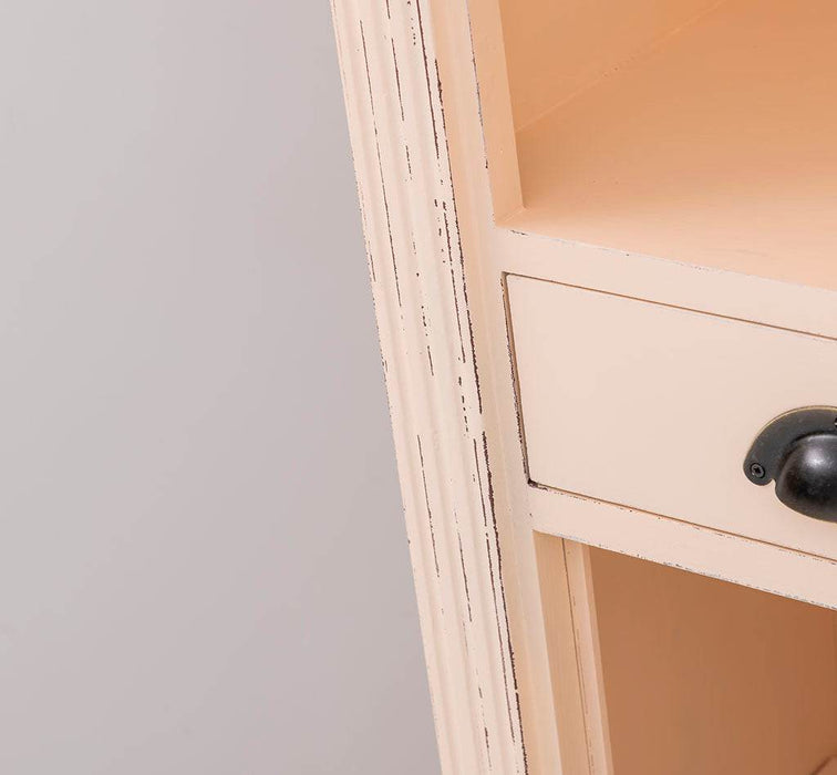Schlanker Handtuchschrank aus Massivholz | Badezimmerschrank - Vintage Apricot