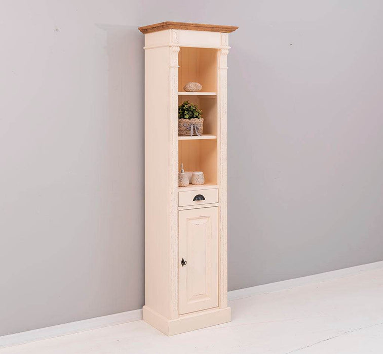 Schlanker Handtuchschrank aus Massivholz | Badezimmerschrank - Vintage Apricot