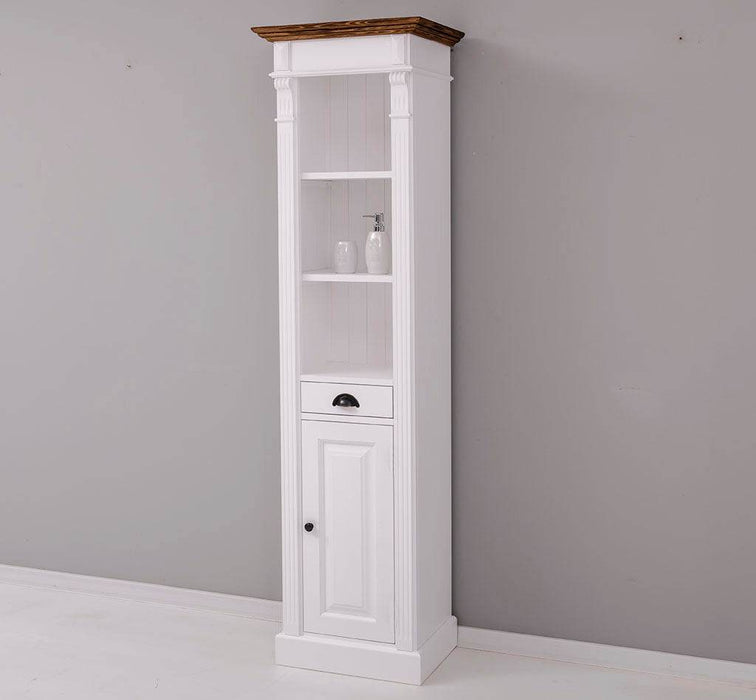 Schlanker Handtuchschrank aus Massivholz | Badezimmerschrank - Vintage Apricot