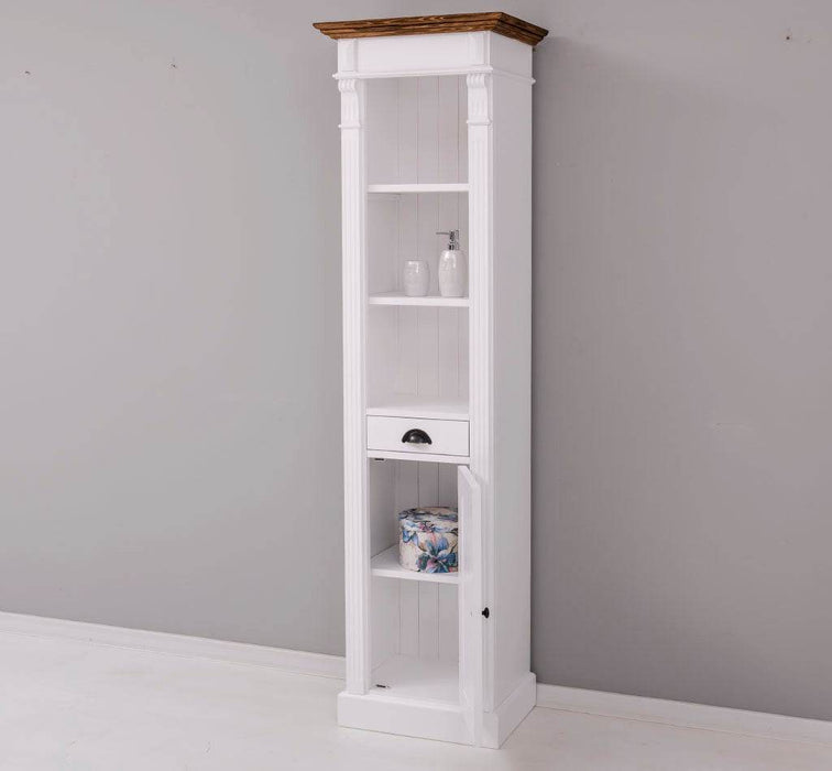 Schlanker Handtuchschrank aus Massivholz | Badezimmerschrank - Vintage Apricot