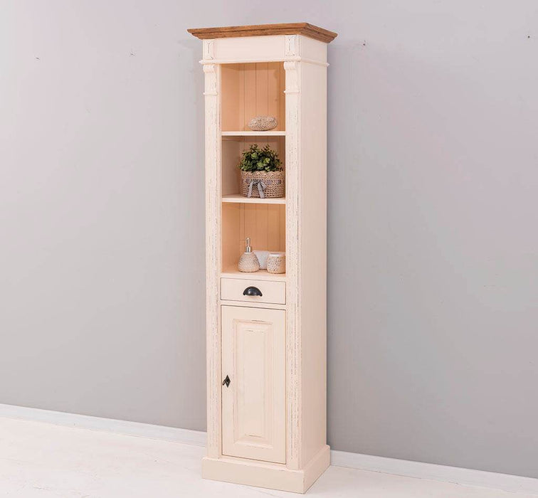 Schlanker Handtuchschrank aus Massivholz | Badezimmerschrank - Vintage Apricot