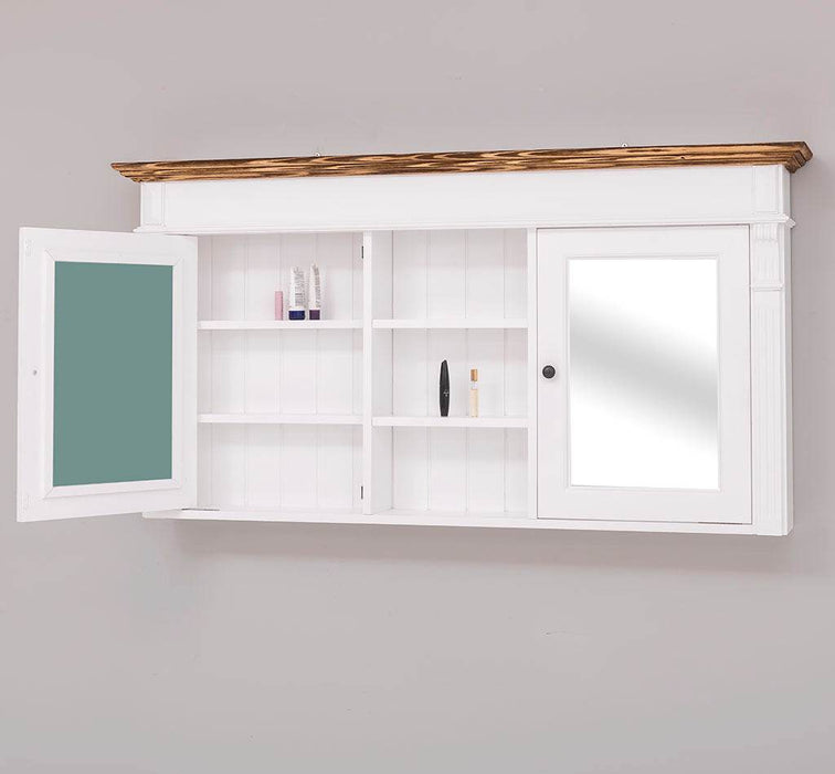 Spiegelschrank aus Massivholz | Hängeschrank Bad mit 2 Türen - 