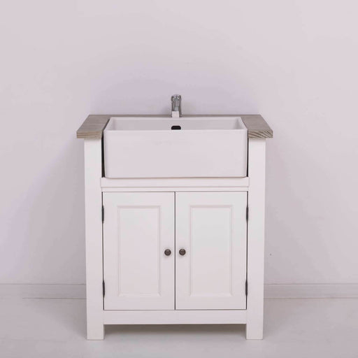 Kleiner Spültisch aus Massivholz im Vintage Look - Gebürstet | Weiß