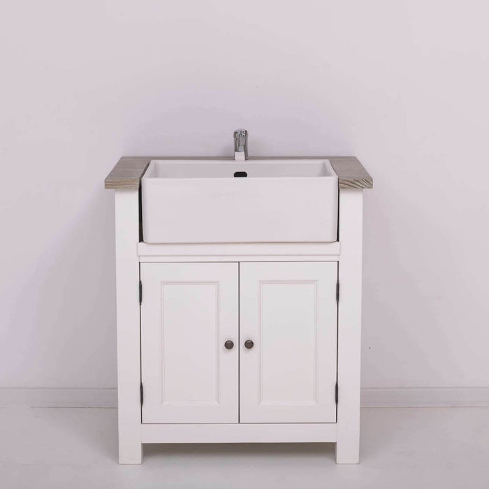 Kleiner Spültisch aus Massivholz im Vintage Look - Gebürstet | Weiß