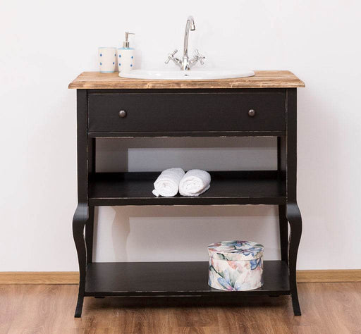 Vintage Waschtisch aus Massivholz im Landhausstil - Vintage | Schwarz