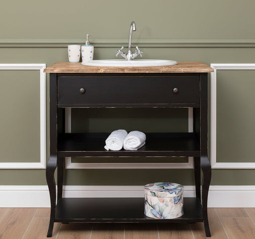 Vintage Waschtisch aus Massivholz im Landhausstil - Vintage | Schwarz
