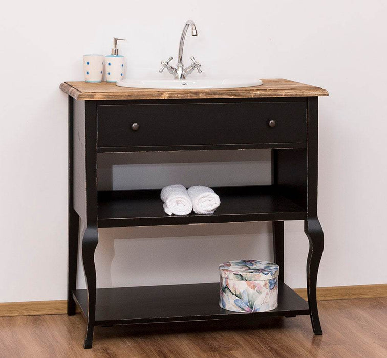 Vintage Waschtisch aus Massivholz im Landhausstil - Vintage | Schwarz