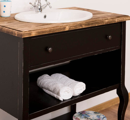 Vintage Waschtisch aus Massivholz im Landhausstil - Vintage | Schwarz